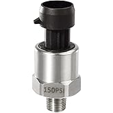 AUTEX 150 Psi Pressure Transducer/Sender/Sensor with Connector Harness 0-150 Psi Stainless Steel 1/8”-27 NPT Pressure Transdu