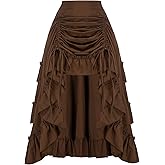 SCARLET DARKNESS Women's 2026 Summer Skirt Gothic Steampunk Skirt Renaissance High-Low Bustle Skirt