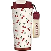 NOCTILYRA Cherry Insulated Coffee Tumbler with Lid Fruits Stainless Steel Travel Coffee Mug Red Vacuum Insulated Reusable Cup Water Bottle