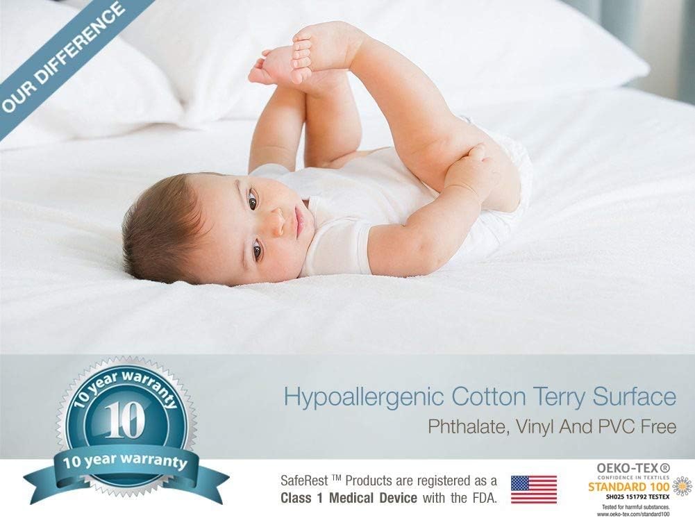 SafeRest Twin Extra Long (XL) Premium Hypoallergenic Waterproof Mattress Protector - Vinyl Free: Home & Kitchen