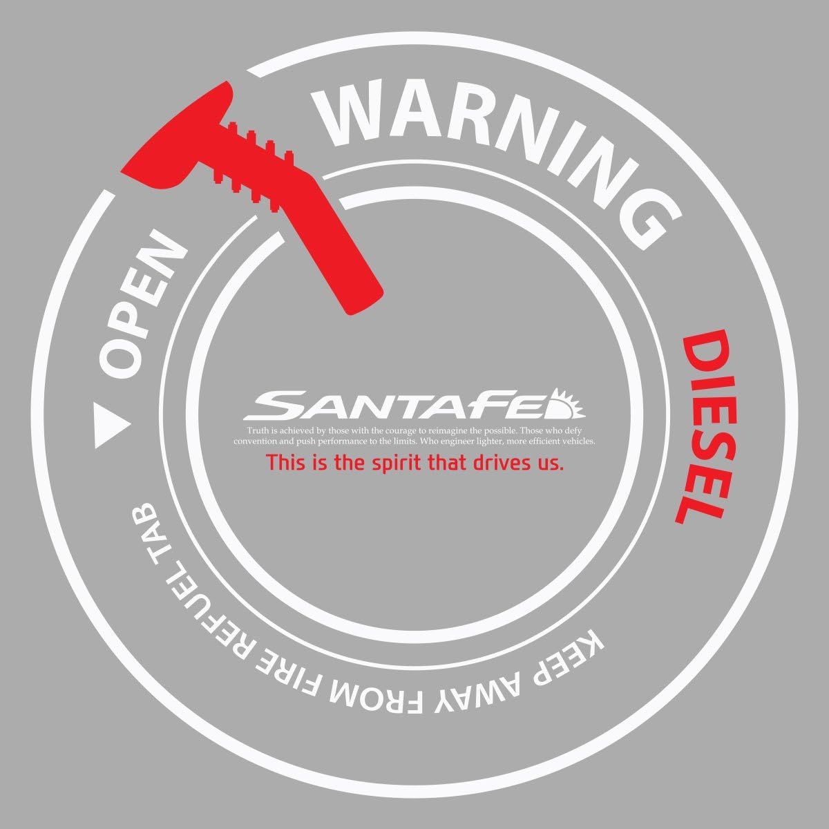 Four1Korea Only Diesel/Gasoline Fuel Door Cover Cap Gas Tank Protecting Wrong Refueling Decal Sticker for Hyundai Santa Fe 2010 2011 2012 (Diesel-White)