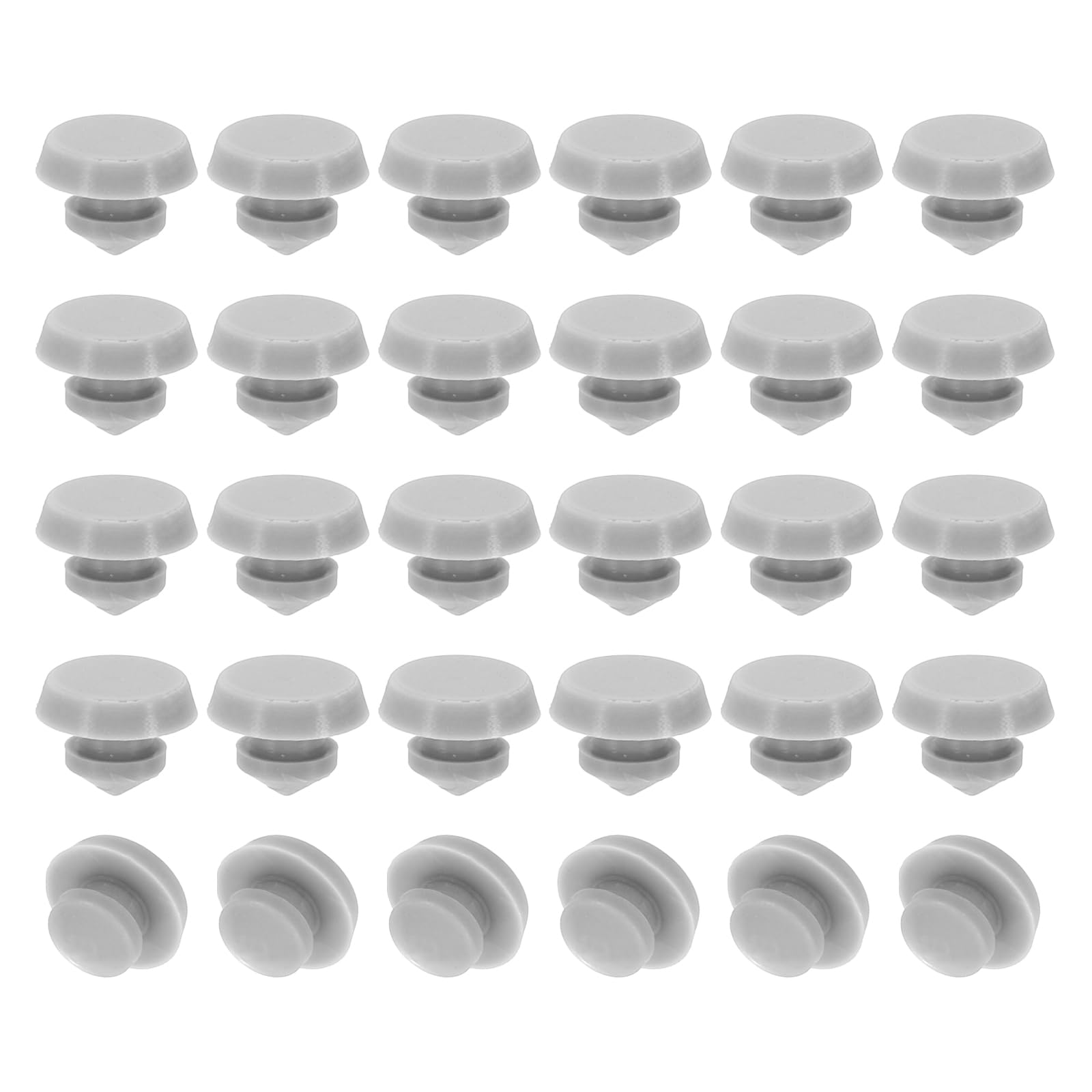 PATIKIL 4mm Diameter Silicone Round Snap, 40 Pcs in Type Locking Furniture Hole Plug Button Flat Head Protective Cover Fit for 4-4.5mm Hole for Seal Bulkhead Cylinder, Grey