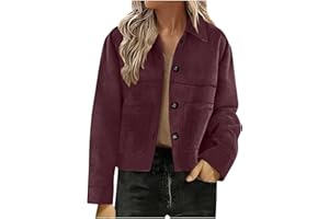 Faux Suede Jacket Women Fall Fashion Casual Cropped Jackets Button Down Long Sleeve Lightweight Outerwear Winter Coats