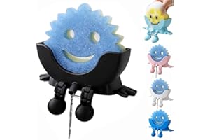 3D Printed Sponge Holder for Scrub Daddy, Cute Hanging Sponge Holder with Drainage, Funny Smiley Sink Caddy with Arms & Legs,