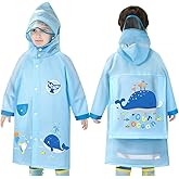 Hovkib Kids Raincoat Toddler Rain Poncho Girls Boys Rain Coat Hooded Waterproof Rain Jacket Children Rain Suit 2-8 Years