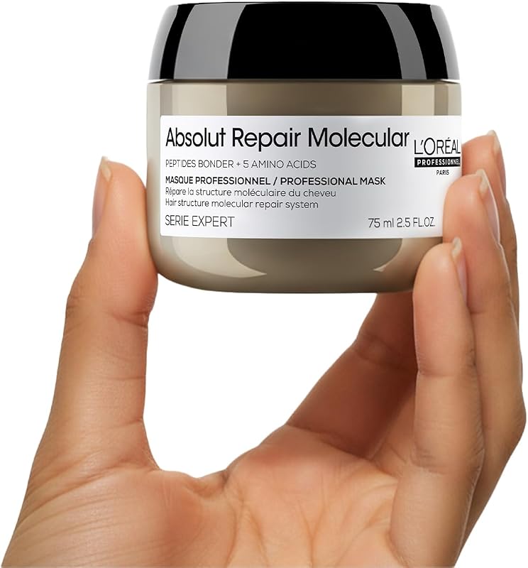 L'OREAL PROFESSIONNEL - Masque Réparateur Concentré Absolut Repair Molecular - Répare 2 Ans de Dommages en Une Application - Force +94% - Douceur +85% - Cheveux Secs & Abîmés - 75 ml