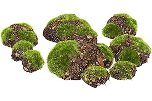 X Hot Popcorn Large Size Artificial Moss Rocks Decorative Large, Moss Balls Faux Green Moss Stones False Moss Decor for Garden DIY Floral Arrangements Plant Poted Decoration,12Pcs (3 Size)
