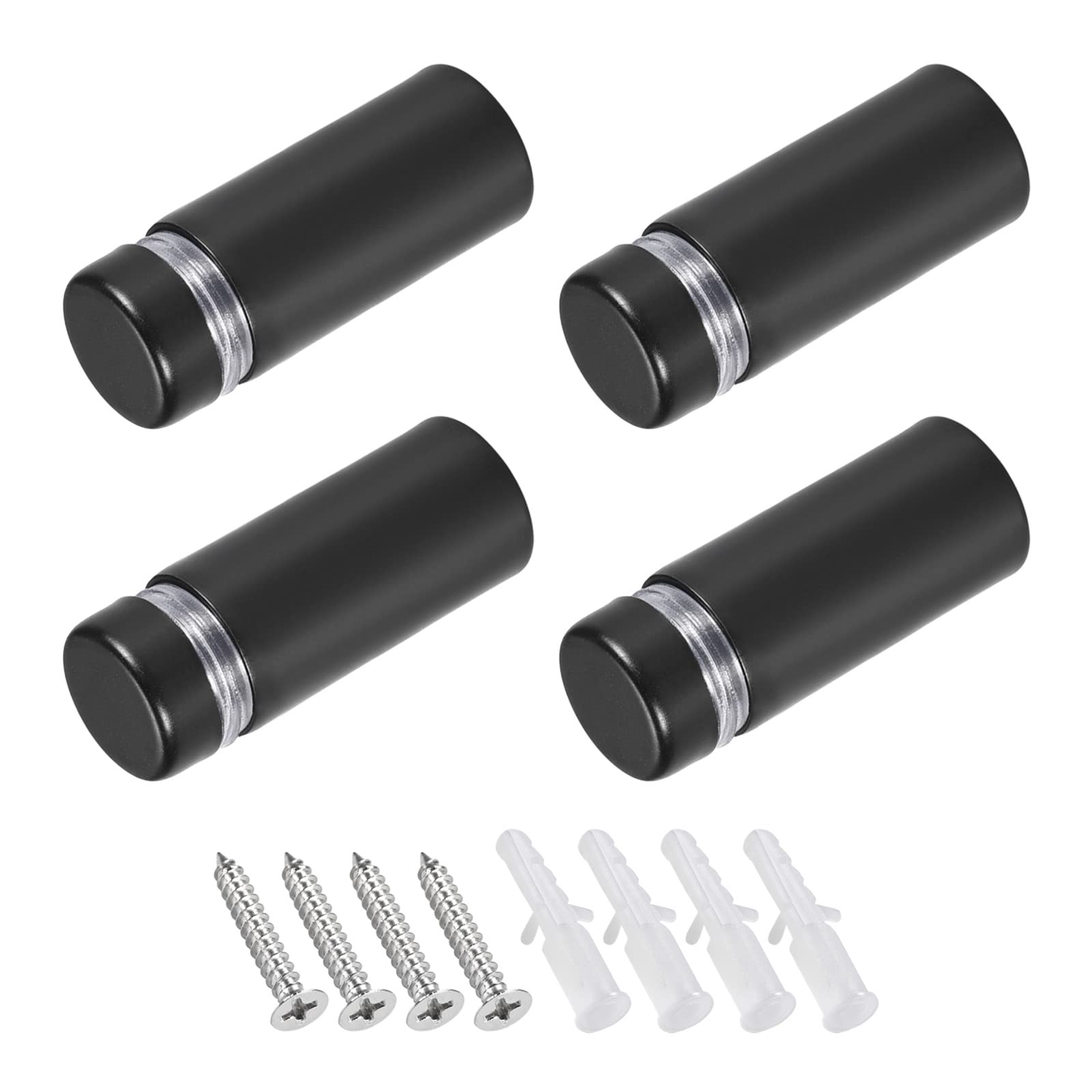 METALLIXITY Sign Standoff Screws (12x33mm) 4pcs, Stainless Steel Advertising Screws Glass Acrylic Nail - for Picture Frame Sign Displays, Matt Black