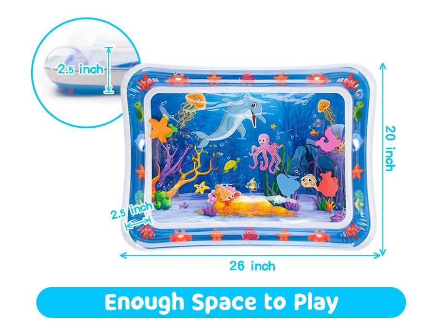 Yeeeasy Tummy Time Water Mat?Inflatable Tummy Time Water Play Mat for Babies, Infants and Toddlers 3 to 12 Months Promote Development Toys Baby Gifts