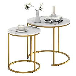 Nesting Coffee Table Faux White Marble for Small