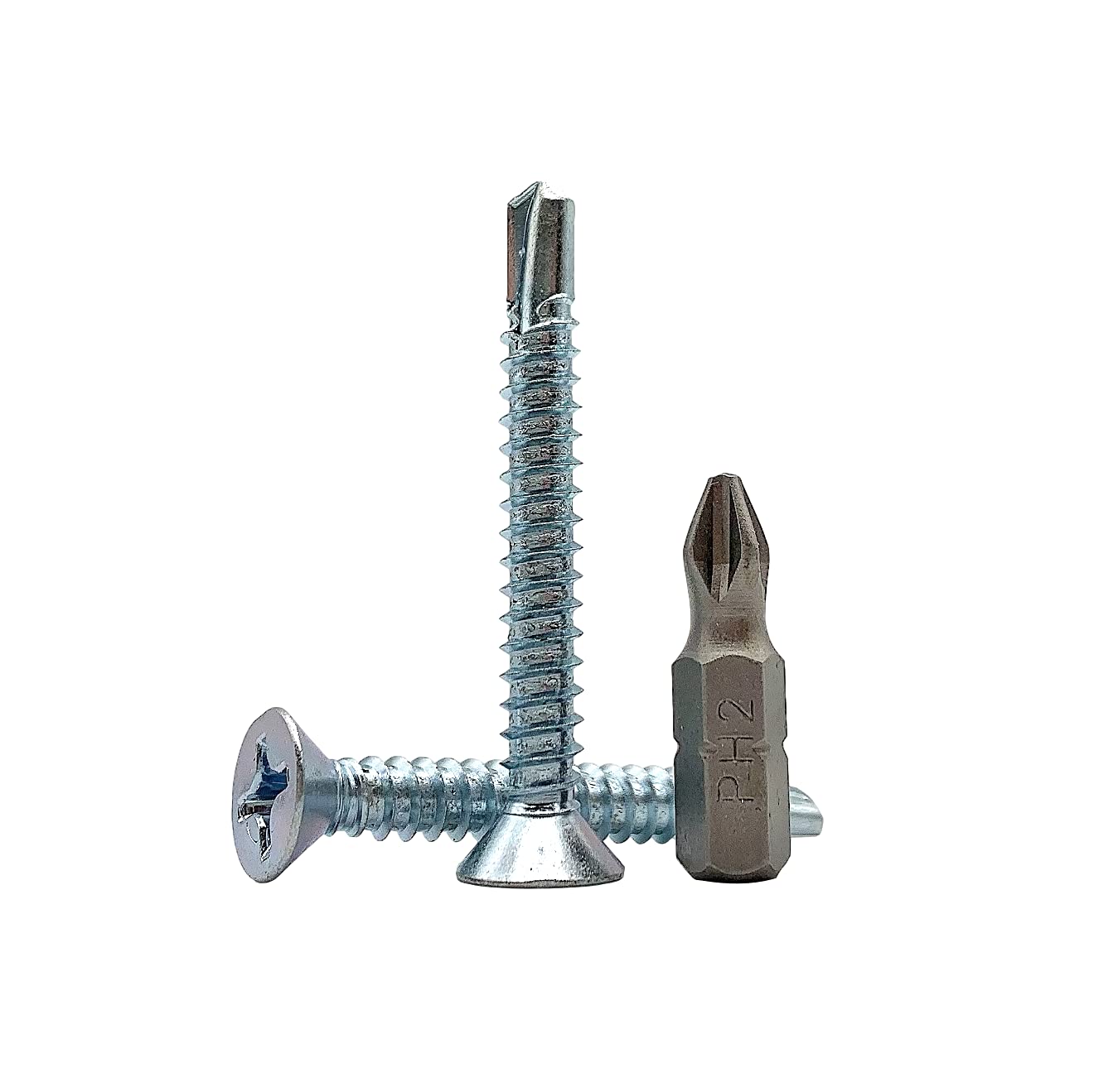 (Pack of 100 pcs) DIN 7504 P Zinc Plated Steel 5.5 x 45 mm Screws, Self-Drilling Sheet Metal Screw, (PH) Phillips Countersunk Head, Self Tapping (100, 5.5 x 45 mm)