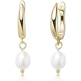 Fwlisesa Pearl Earrings for Women, 14k Gold Plated CZ Formal Pearl Stud Earring Hypoallergenic Gold Earrings for Women Trendy Dainty Bridal Pearls Drop Earrings Fashion Wedding Jewelry