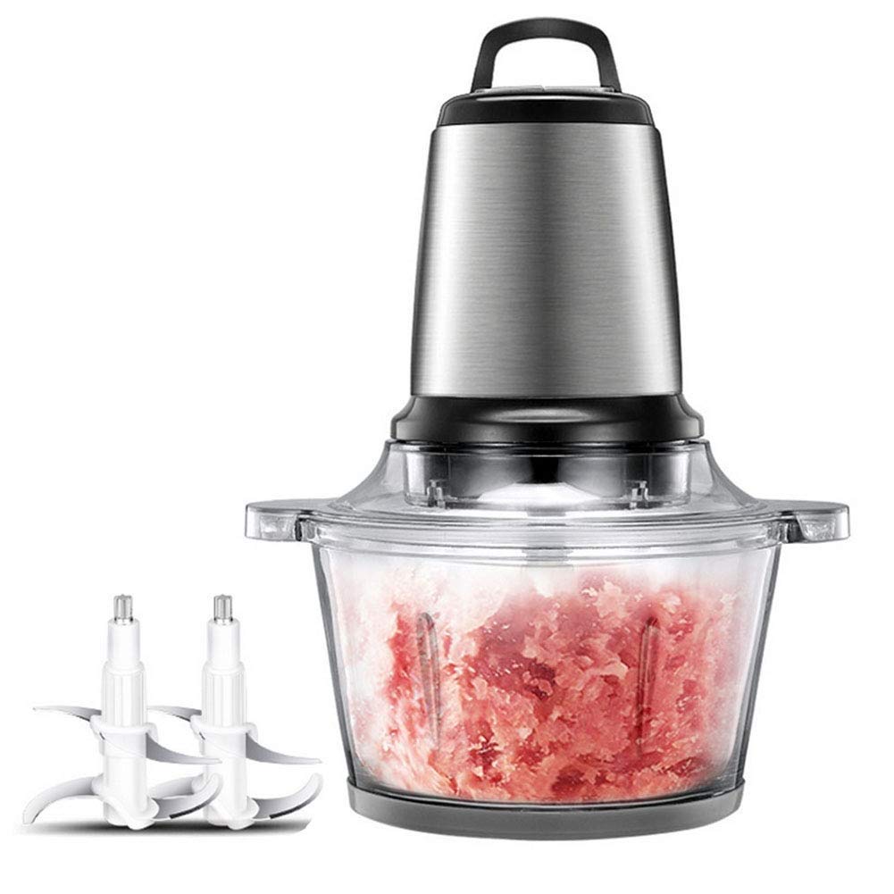 DLINMEI Electric Food Chopper, Food Processor, Glass Bowl Blender 2-Speed, Stainless Steel Motor Unit and 4 Sharp Blades for Meat, Vegetables, Fruits and Nuts