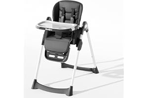 Babilous High Chair, Foldable High Chairs for Babies and Toddlers with Removable Tray, Height Adjustable Feeding Chair, Adjustable Backrest and Footrest, Black