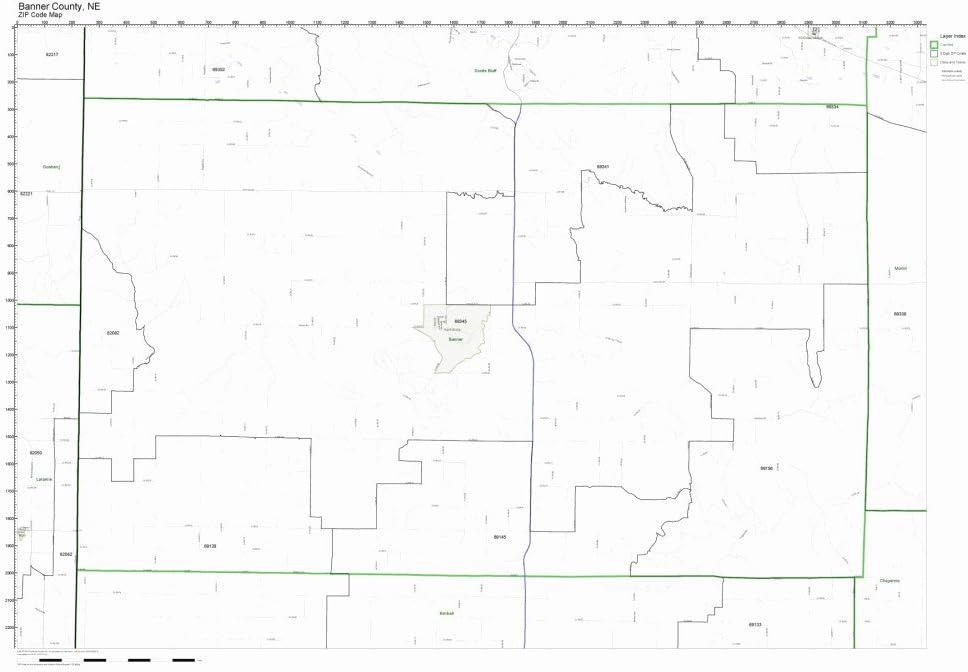 Amazon Com Working Maps Banner County Nebraska Ne Zip Code Map