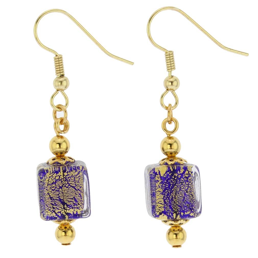 Glass Of Venice Murano Glass Antico Tesoro Cubes Earrings - Cobalt Blue