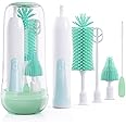 Festiva Electric Bottle Brush Cleaner - Baby Bottle Brush Set with Bottle Brush, Mixing Head, Nipple & Straw Brush, Baby Travel Essential, (Green)