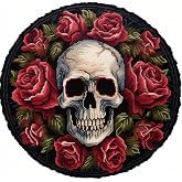 Red Rose Skull Latch Hook Rug Kits Latch Hook kit Cushion Blanket Embroidery Craft Kits for Beginner DIY Latch Hook Carpet Rug Kit with Printed Canvas Hobby & Craft 60x60cm(i121)