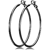 Senteria 2mm Wide 925 Sterling Silver Hoop Earrings for Women Hypoallergenic Lightweight Thin Large Big Gold Plated Hoops Earrings for Women 20/30/50/70MM
