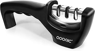 Adoric Manuelle Messerschärfer Messerschleifer, Messerschäfer 3 Stufen Messerschleifer Wolframstahl für Grobschliff, Diamant für mittelfeinen Schliff und Spezialkeramik für Feinschliff 3 Stufen