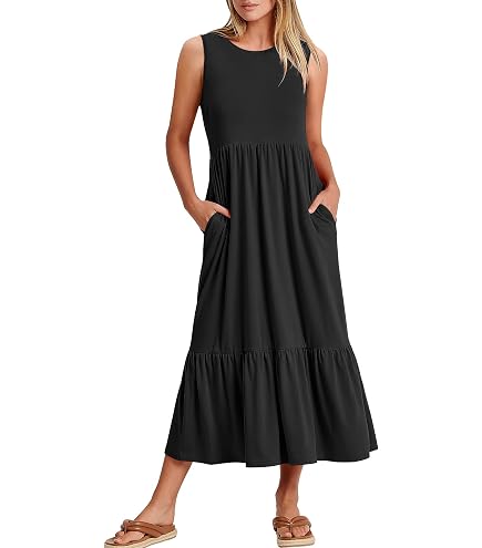 Calvin Klein Women's Sleeveless Tie Shoulder V-Neck Tiered Maxi Dress, Indigo Multi, 2 at Amazon Women's Clothing store