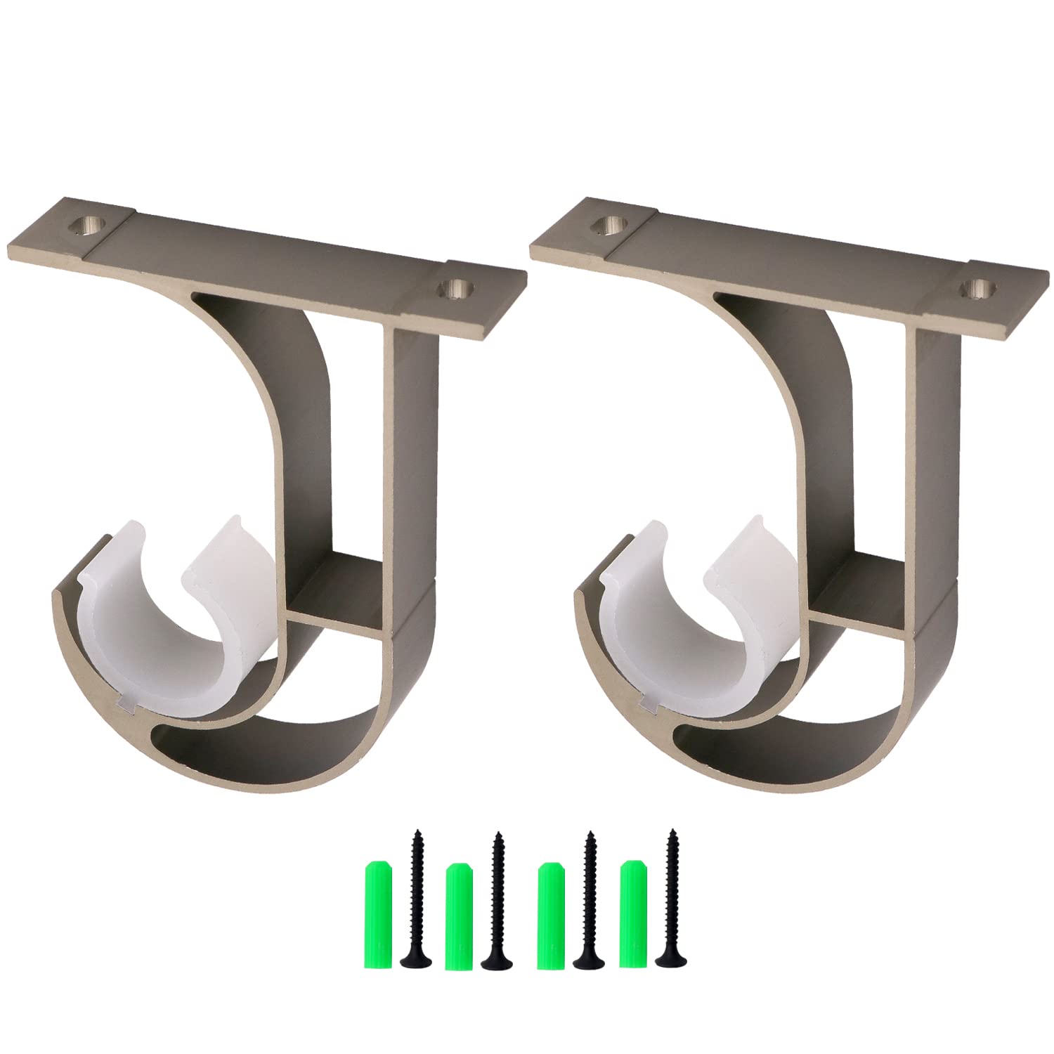 iHomestyle Aluminum Alloy Curtain Rod Bracket,Curtain Rod Holder,Curtain Rod Supportor,Mounted on the Ceiling 2 Set (Light Champagne)