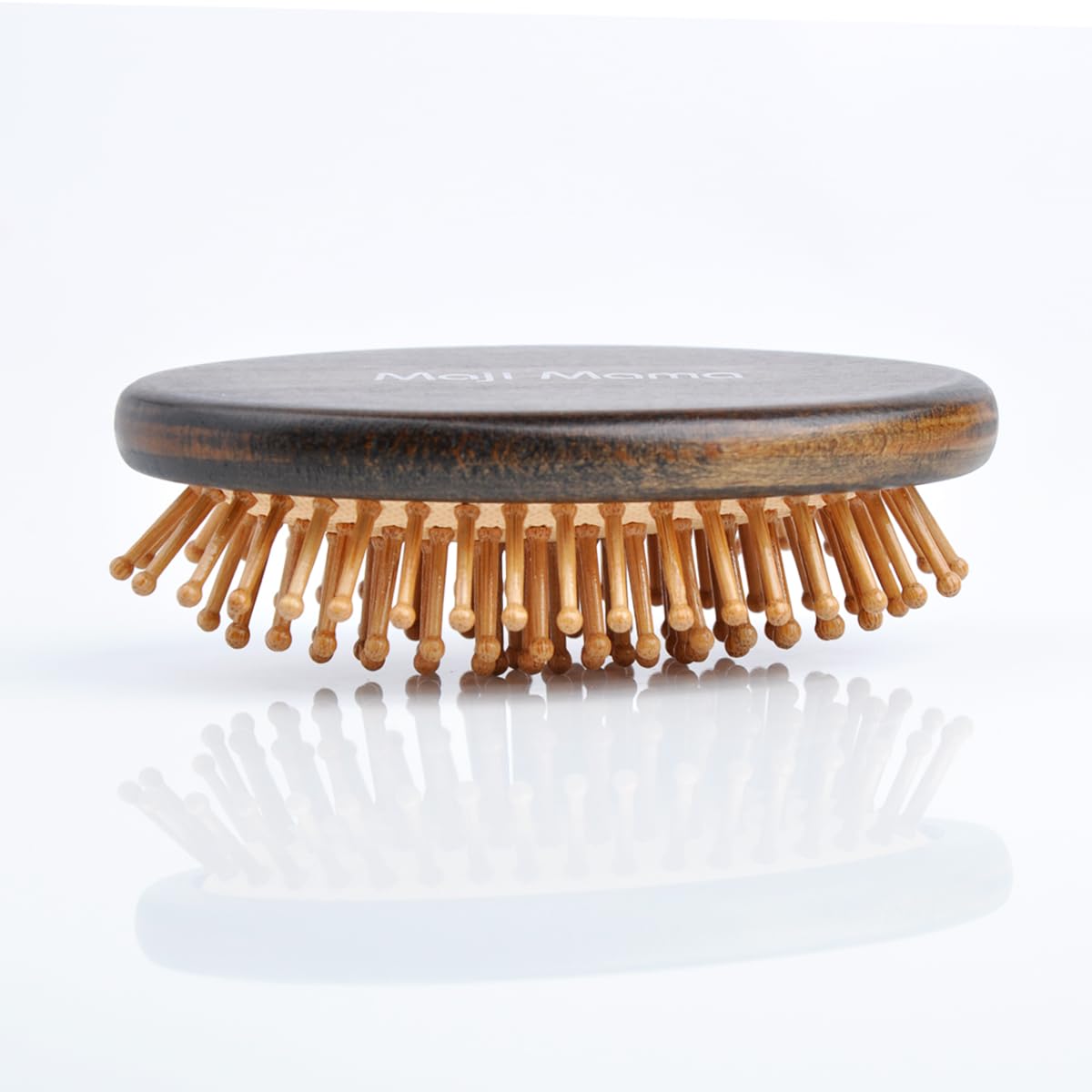 Handmade Oval Wooden Hair Brush Mini Cosmetic Mirror Set,Mini Travel Portable Hairbrush with Bamboo Pins/Boar Bristles (Bamboo Pins)