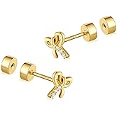 CEROUNO Flat Back Stud Earrings - 925 Sterling Silver Post Flatback Earrings Gold Silver Cubic Zirconia Earrings Studs for Women