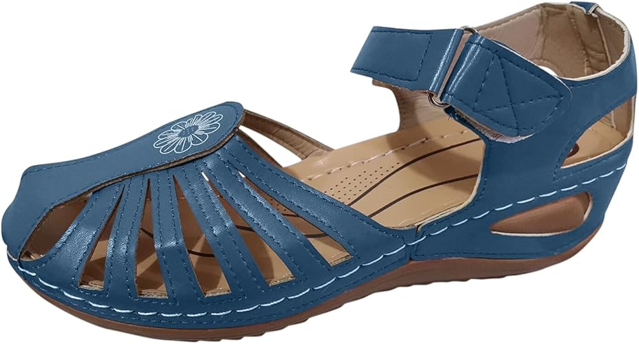 Amazon.com | Retro Sandals for Women, Round Toe Hollow Breathable Wedge Sandal Adjustable Ankle 