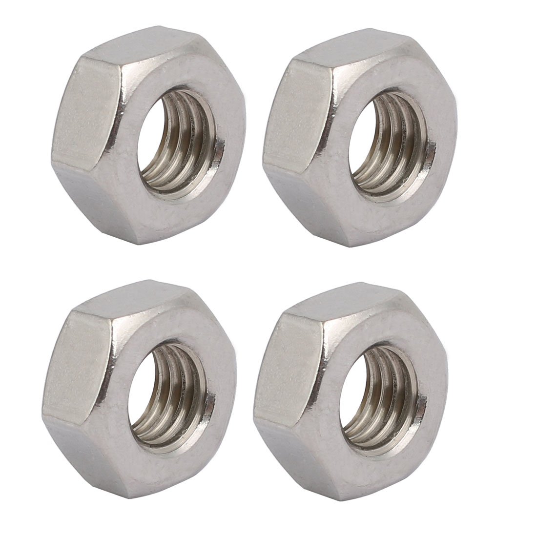 Sourcingmap 4pcs M10 x 1.5mm Pitch Metric Thread 201 Stainless Steel Left Hand Hex Nuts