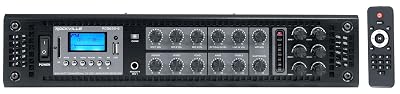 Rockville RCS650-6 650 Watt 6-Zone 70V Commercial Amplifier, Bluetooth, USB/SD/FM Playback, Rack-Mountable, for Restaurants & Offices