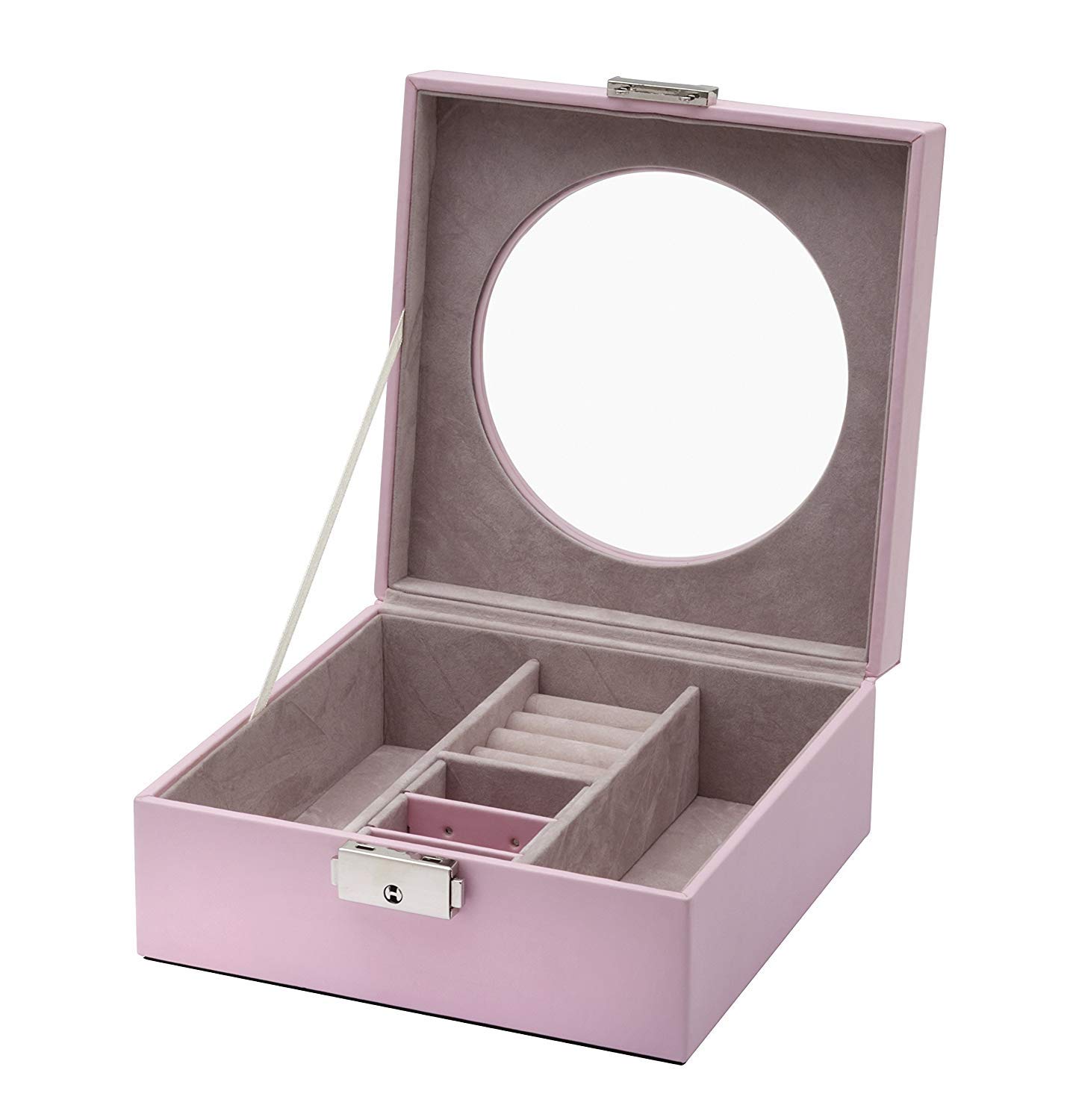 Clauss Jewellery Case, pink, Leather, 16 x 16 x 7 cm
