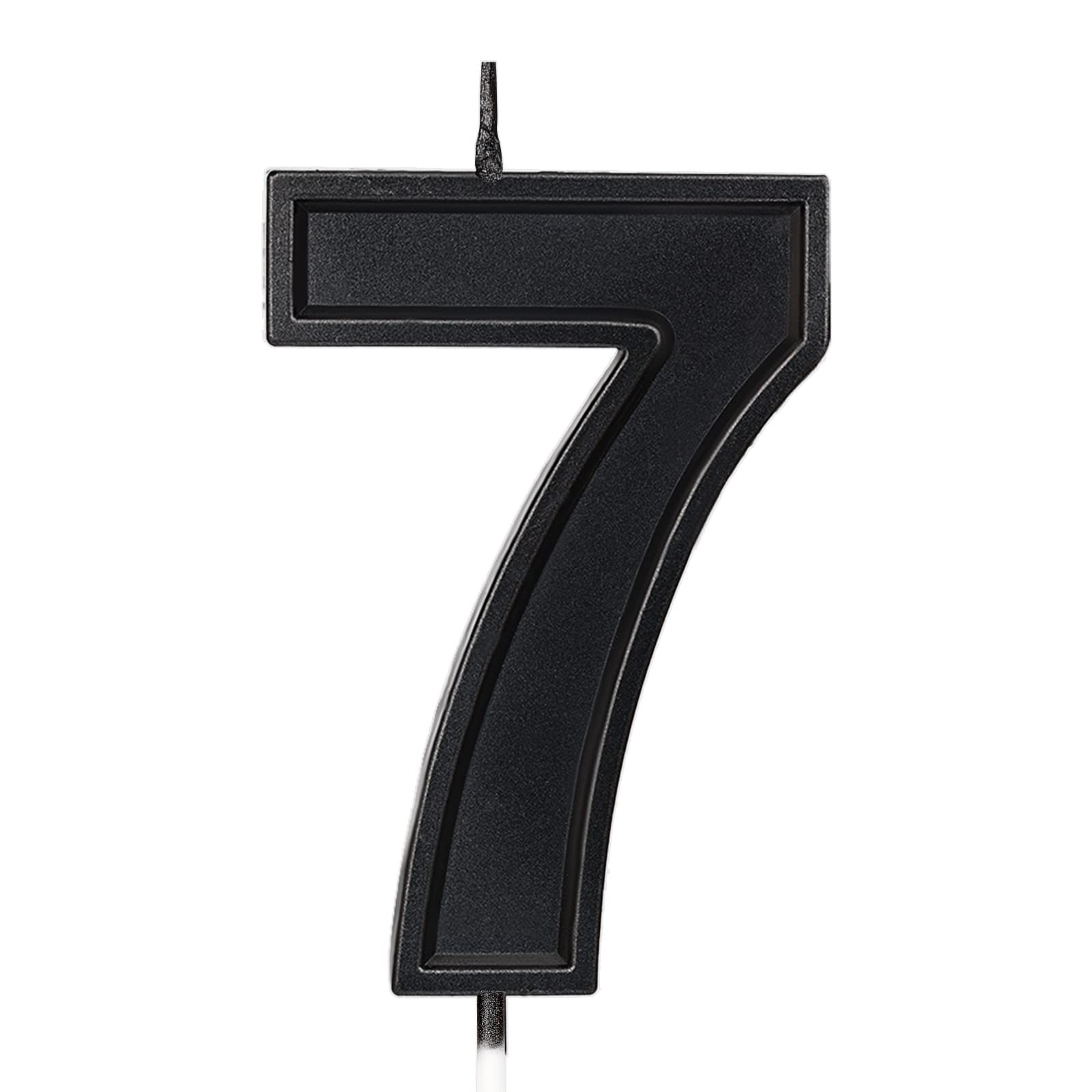 LUTER 7 cm Number of Birthday Candles, Diamond Shape 3D Numbered Birthday Cake Candles Cake Decoration for Wedding, Birthday, Graduation, Party (Black)(7)