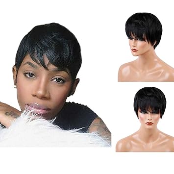 Buy Theshy Wigs Fashion Side Parting Women Short Black Straight