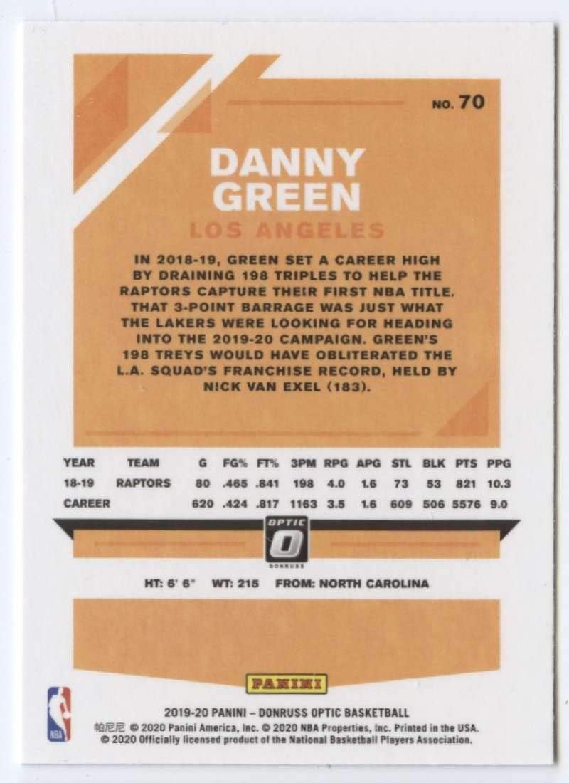 Amazon Com 2019 20 Donruss Optic 70 Danny Green Nm Mt Lakers Collectibles Fine Art