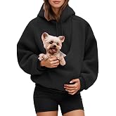 ZGTWHZY Hoodie with Cat Dog Pouch Fleece Pet Carrier Hoodies Kangaroo Pocket Hooded Sweatshirts for Puppy Kitten Holder