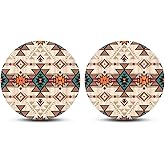 ZFRXIGN Tribal Navajo Car Coasters 2 Pack Cup Holder Coasters Protective Cup Pad Protect Vehicles Interior Accessories Boho Southwestern Beige Aztec