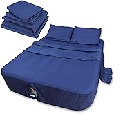 AEHISDHIE Air Mattress Sheets - 3 Pieces Set - Suitable for Inflatable mattresses 10 inch deep - can be inflated Without disassembly, Convenient, Sturdy, Easy to use air Bed Sheet (Blue, Kids)