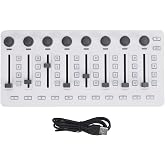 MIDI Controller Mixer, Wireless Bluetooth MIDI Keyboard with 8 Knobs 43 Keys, 360&deg; Rotating Encoders, 8 Push Buttons, Portable Mixing Console for Music Production