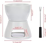 BSTKEY Ceramic Butter Chocolate Fondue Pot 400ml with 4 Forks White view 3