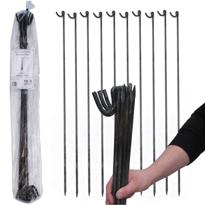 True Products 10 x 10mm Dia STRONG METAL FENCING PINS ROAD PINS for