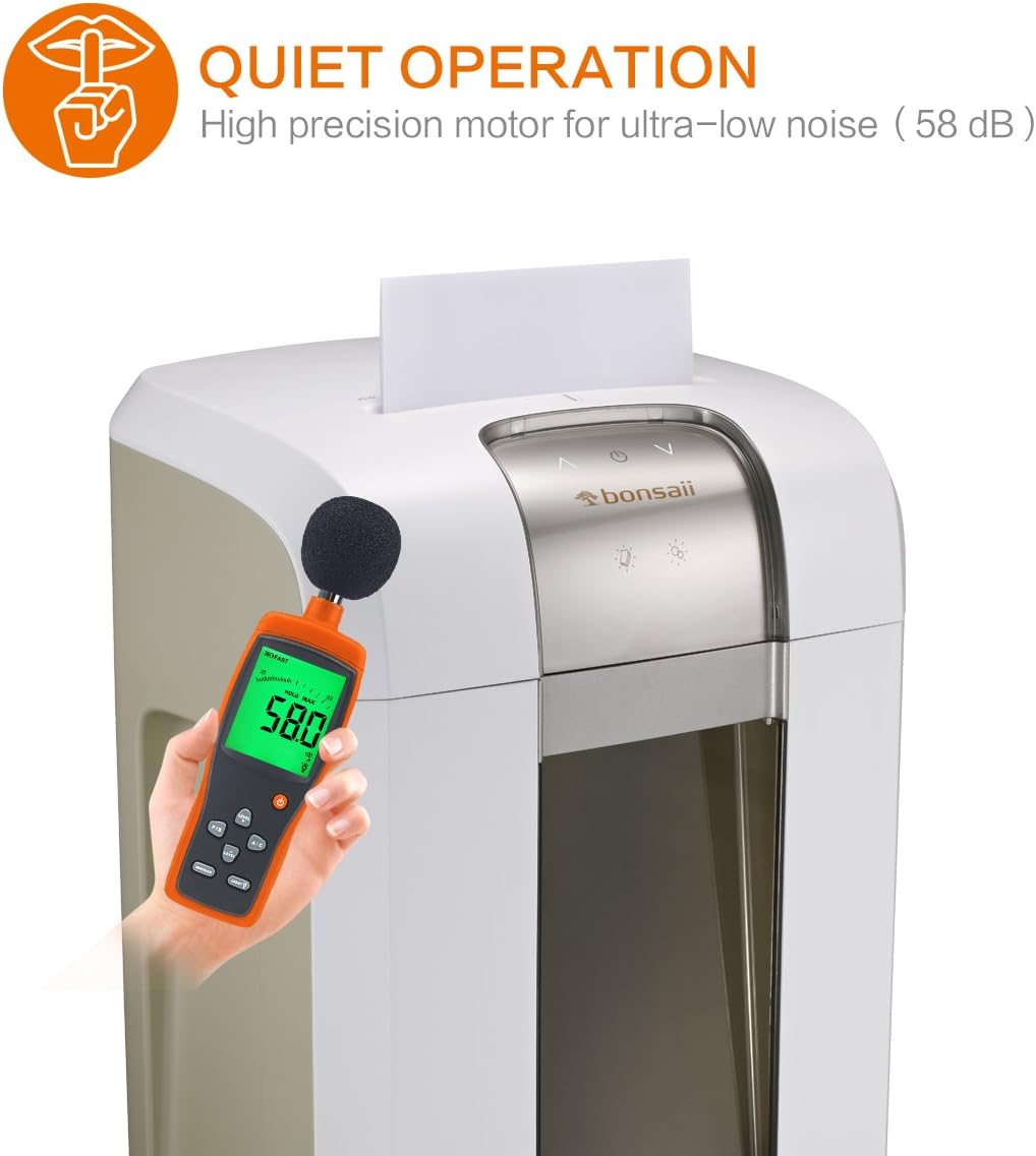 Bonsaii EverShred Pro 3S30 Heavy Duty 18-Sheet Cross-Cut Paper/CD/Credit Card Shredder, 240 Minutes Running Time, 58 dB Low Operation Noise, 7.9 Gallons Pullout Wastebasket with 4 Casters, White : Office Products