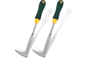 FengWu 2 Pack 13" Crack Weeder Crevice Weeding Tool with Garden Gloves, Stainless Steel Manual Weeder Lawn Yard Gardening Hand Tool (L-Shape)