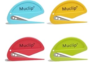MUCLIP 4 Pack Letter Opener Envelope Slitter - Ergonomic ABS Grip, Hidden Stainless Steel Blade,Fast Opener for Envelope,Letter,Mail,Package,Ideal for Office,Home,Business (Boxed)