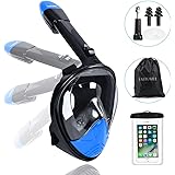 Maschera Snorkeling,Maschera Subacquea Adulti Panoramici A 180°,Anti-Nebbia E Anti-Perdite,Maschera E Boccaglio Snorkeling Per Snorkeling E Immersioni Per Donne E Uomo(Nero