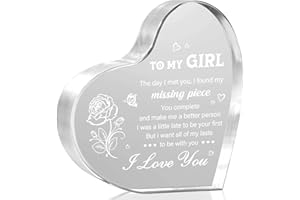 Milcier Valentines Day Gifts for Her, Gifts for Girlfriend, To My Girl Heart Shaped Acrylic Block - Birthday Gifts for Girlfriend Wife, I Love You Gifts for Her Anniversary Gf Gifts