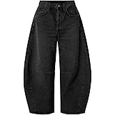 EXLURA Womens Barrel Jeans Wide Leg Y2K Boyfriend Denim Pants Hip Hop Vintage Baggy Jeans Cotton Mid-Low Elastic Waist Pants