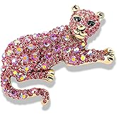 Personalized Rhinestone Leopard Brooch Pin Pink Coffee Green Black Crystal Leopard Brooch Fashion Cool Diamond Brooch Lapel Pins Cowboy Clothes Bag Hat Dress Suit Jewelry for Men and Women