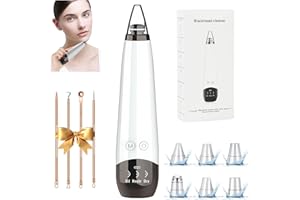 ECHTUR 2025 Pore Vacuum, USB Rechargeable Blackhead Remover Vacuum,3 Levels Adjustable Pore Vacuum Blackhead Remover, with 6 Suction Power Probe,4 Golden Needle face Vacuum Pore Cleanser Kit-White