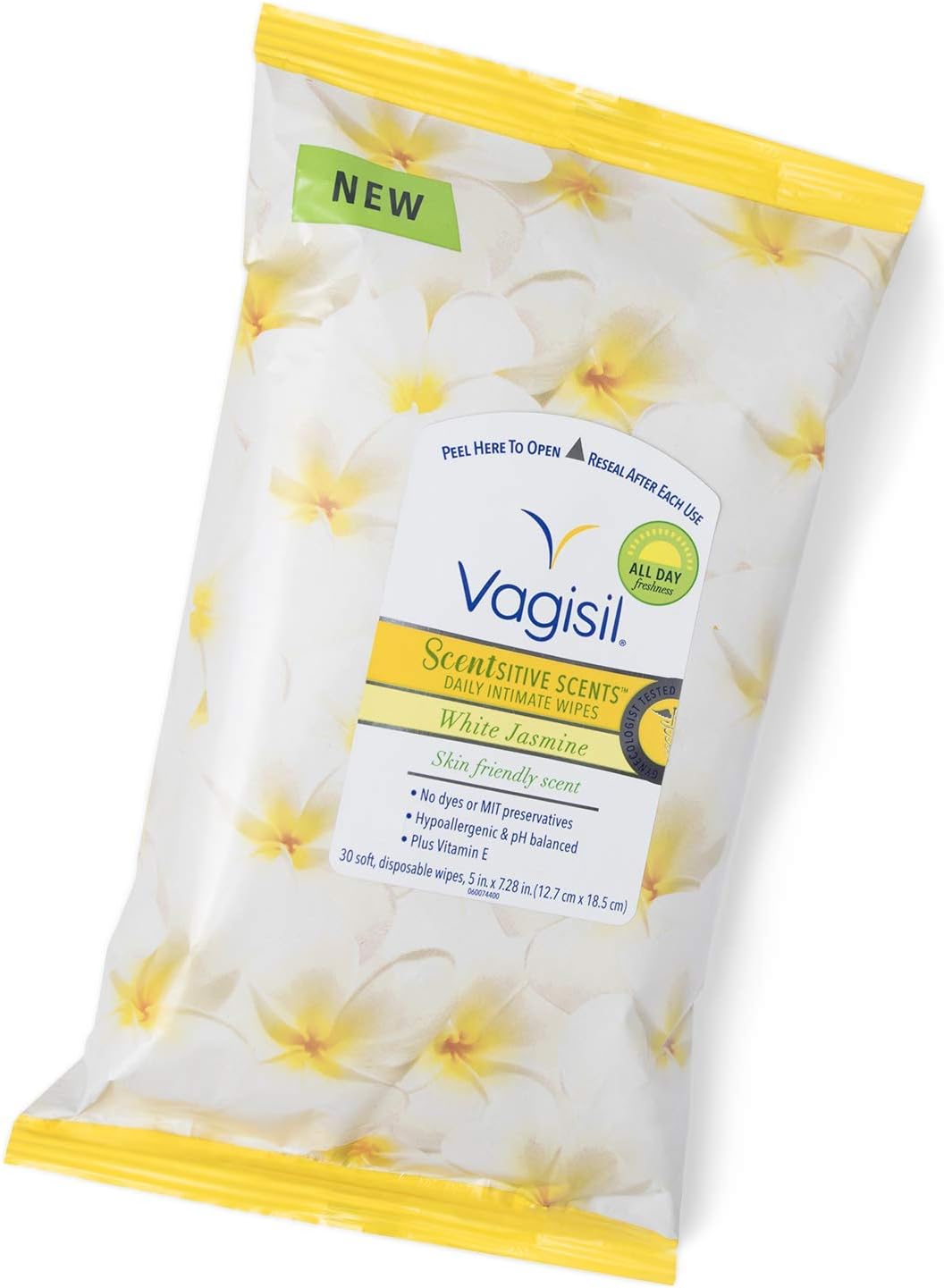 Vagisil Scentsitive Scents Daily Feminine Vaginal Wipes for Women, White Jasmine, 30 Wipes in Resealable Pack (Pack of 3): Health & Personal Care